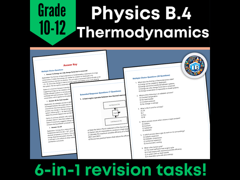 IB DP Physics: B.4 Thermodynamics – Quiz & Revision Worksheets (2026)
