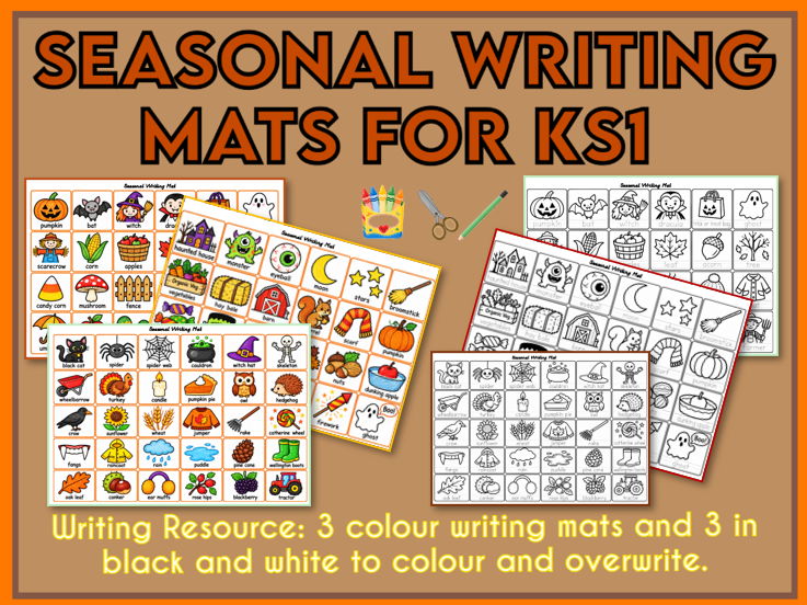 Seasonal Writing Mats for KS1 Children