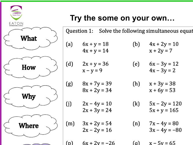 Solving Simultaneous Equations (Linear Only)