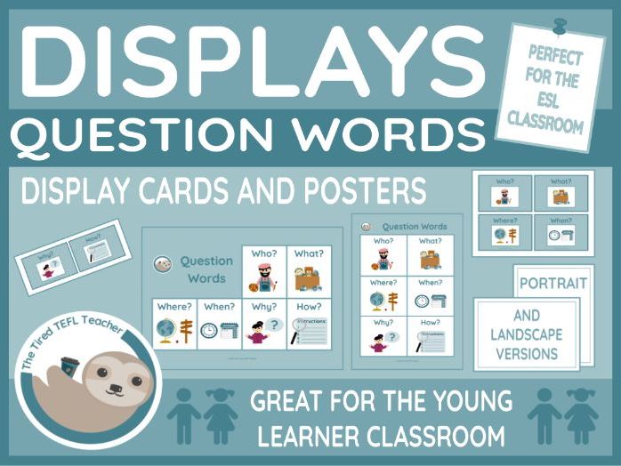 ESL Question Words Display Cards and Poster