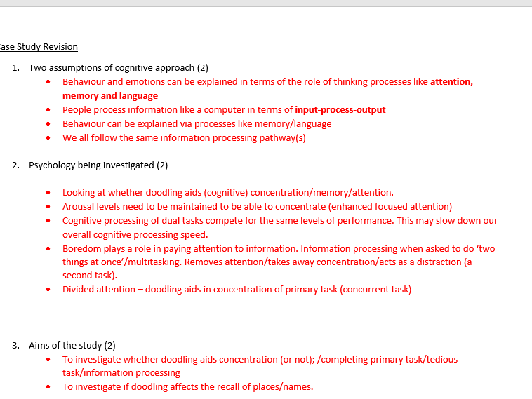 Cambridge AS Psychology: Revision Material
