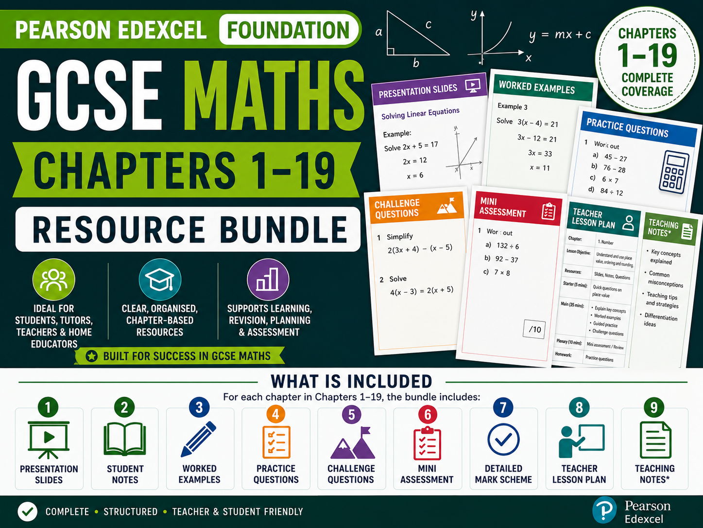 Full Pearson Edexcel GCSE Maths Foundation Resource Bundle | Chapters 1–19