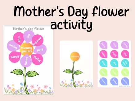 Mother's day flower description- cut and stick- continuous provision