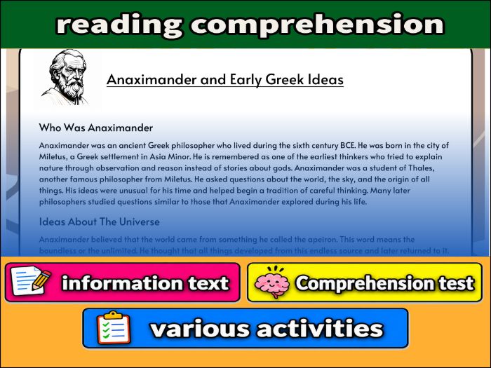 Anaximander and Early Greek Ideas- Reading Comprehension, Worksheet & Activities