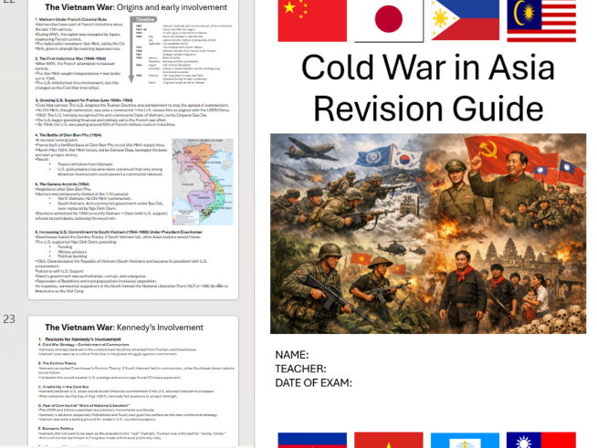 Cold War in Asia OCR A level revision guide booklet