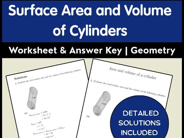 Surface Area and Volume of Cylinders Worksheet & Answer Key | Geometry