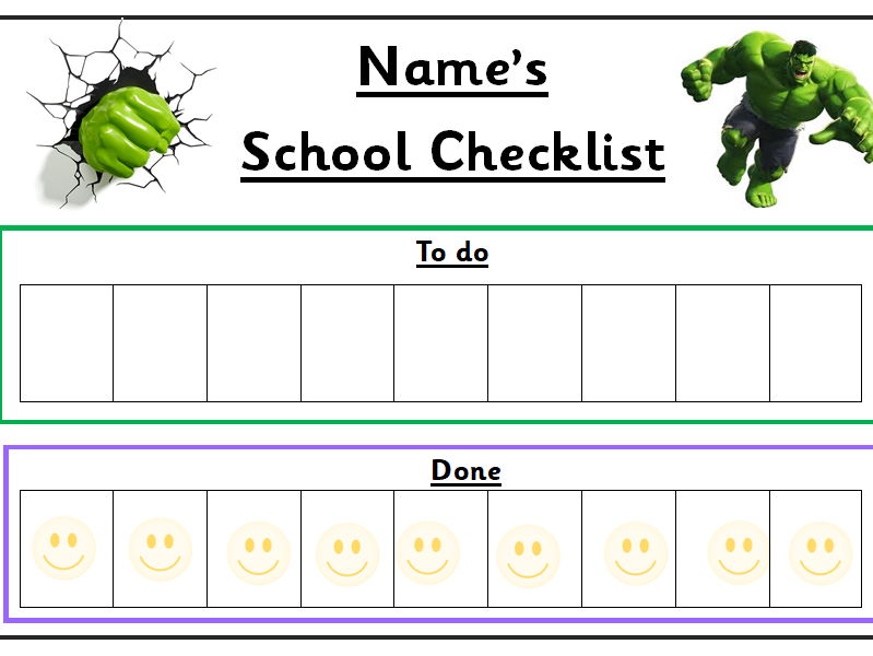 Personalised visual timetable with cards