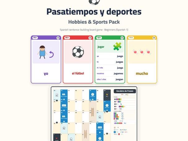 Spanish Hobbies & Sports Sentence-Building Game