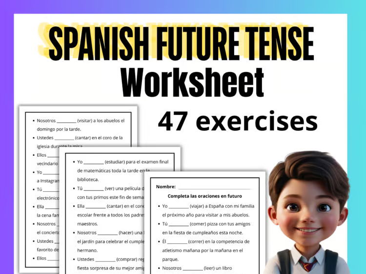 Spanish Future Tense Worksheet | Printable Grammar Practice | All Ages