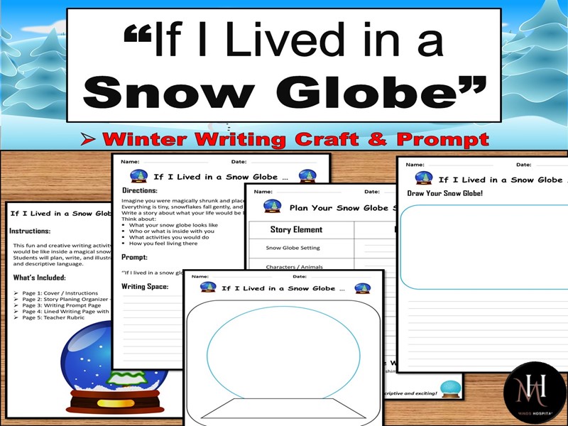 If I Lived in a Snow Globe | Winter Writing Craftivity & Prompt | Grades K-4