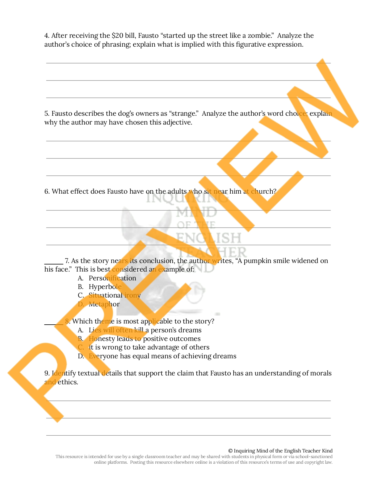 the-no-guitar-blues-by-gary-soto-close-reading-worksheet-teaching-resources