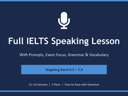 Full IELTS Speaking Lesson – Band 6.5–7.0 Strategies, Cue Cards, Model Answers & Student Worksheet