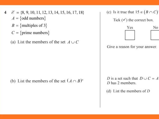 Sets | IGCSE Modular | Higher | 4WM1 Unit 1 | Maths