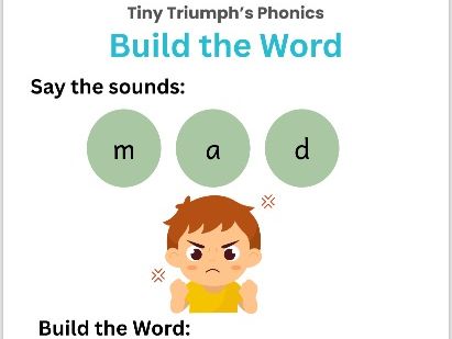 Phase 2 Phonics Build the Word Mats – Pack 1 (m, a, s, d, t)