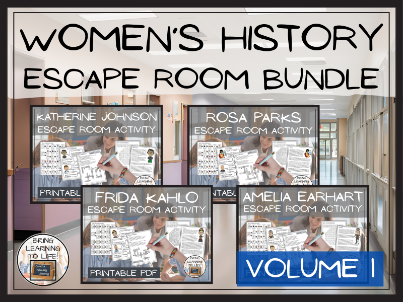 Women's History Escape Room Activity Bundle | Year 5 or Year 6