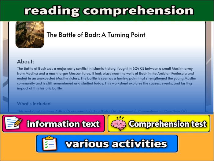 The Battle of Badr: A Turning Point- Reading Comprehension & Activities