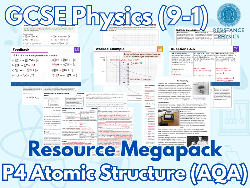 P4 Atomic Structure and Radioactivity - Worksheet and Resource Megapack