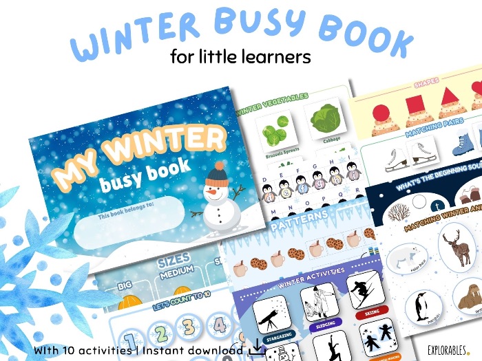 Winter Busy Book For Toddlers Printable Learning Binder Preschool Activity Book Toddler Morning