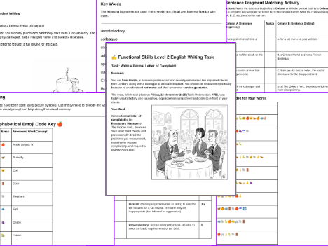 Functional Skills, Writing - Level 2 (Writing to Complain)
