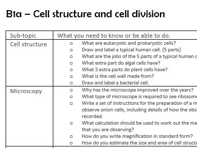 AQA Trilogy Biology revision booklets for paper 1 and paper 2