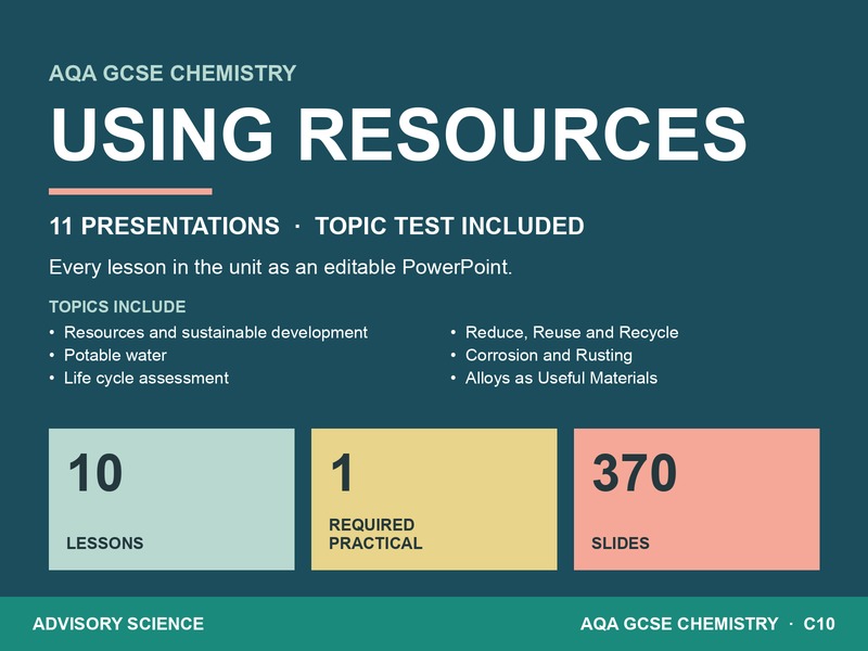 AQA GCSE Chemistry C10 Using Resources | 11 Lesson Presentations and Topic Test