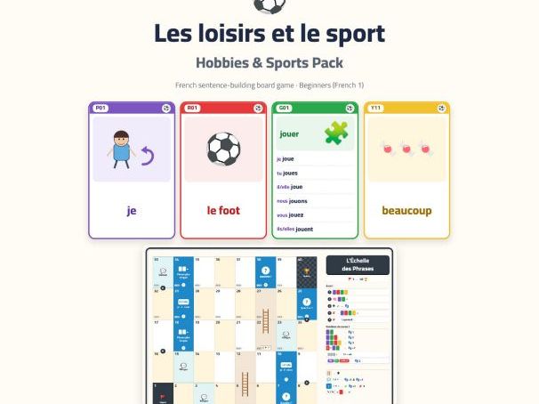 French Hobbies & Sports Sentence-Building Game