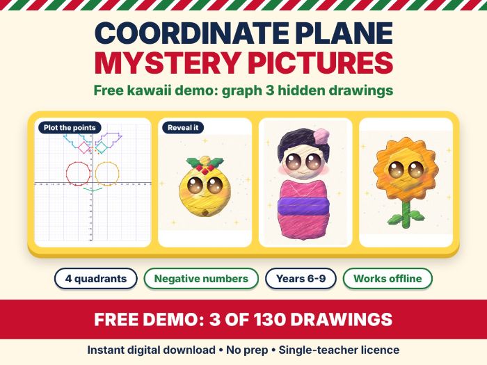 Kawaii Coordinate Graphing: Free Demo Pack