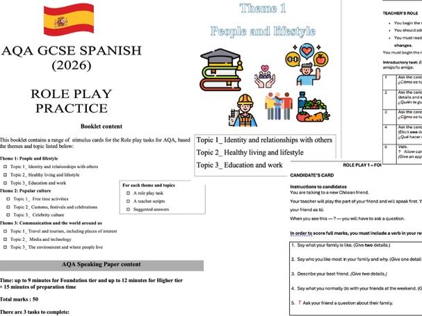 GCSE 2026_ AQA Spanish Role Play_ Foundation