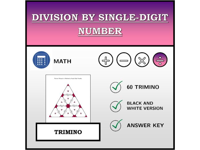 Trimino | Division by Single-Digit Number | Math Activity