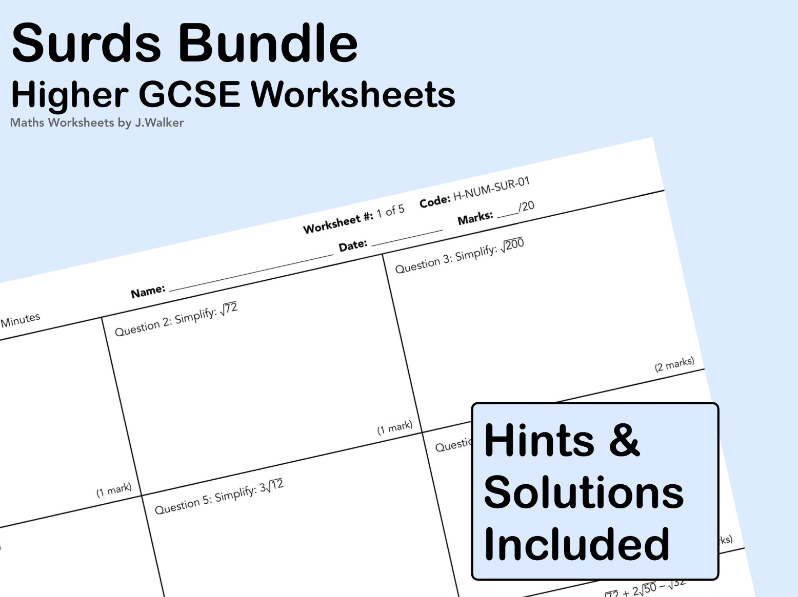 GCSE Maths: Surds Bundle - Higher Tier