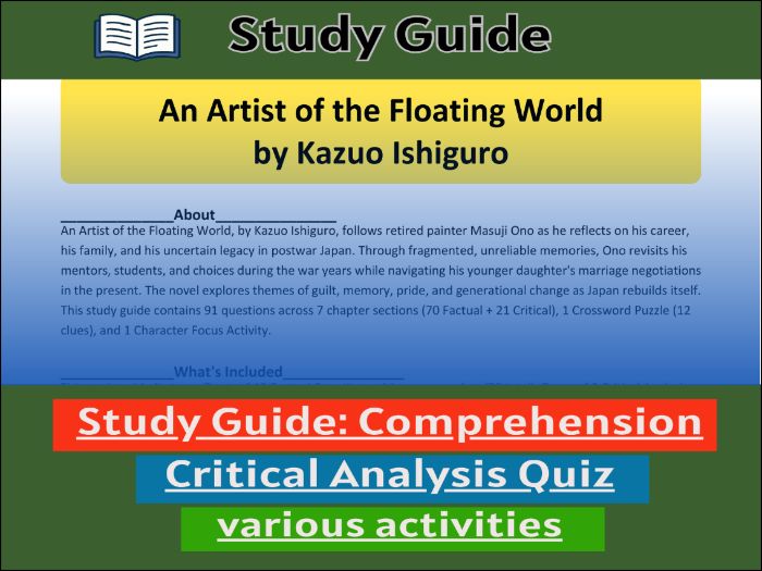 An Artist of the Floating World by Kazuo Ishiguro, study guide & Activities