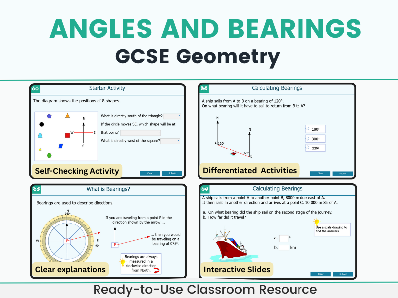 Bearings Interactive Digital Maths Lesson and Activities for GCSE