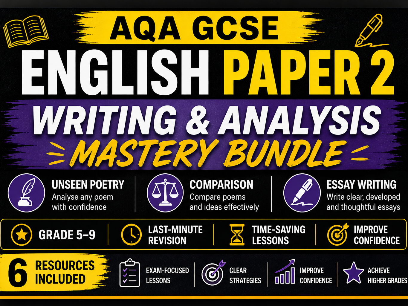 AQA GCSE English Paper 2: Writing & Analysis Mastery (Grade 5–9 Bundle)