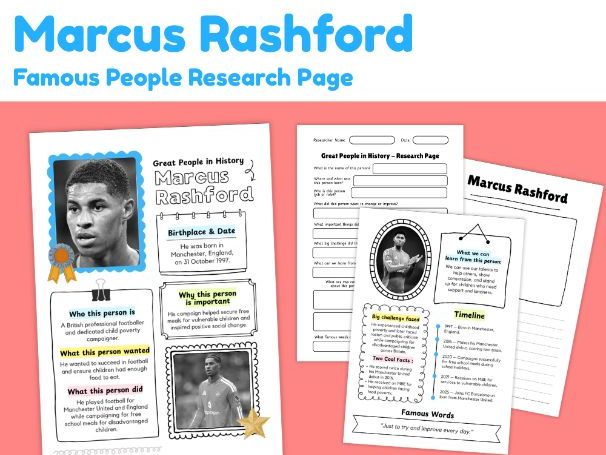 Marcus Rashford Research Project | UK Black History Month Worksheets