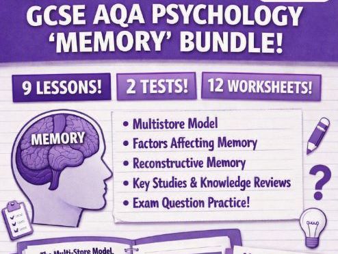 AQA GCSE Psychology Memory Unit - Lesson & Worksheet Bundle