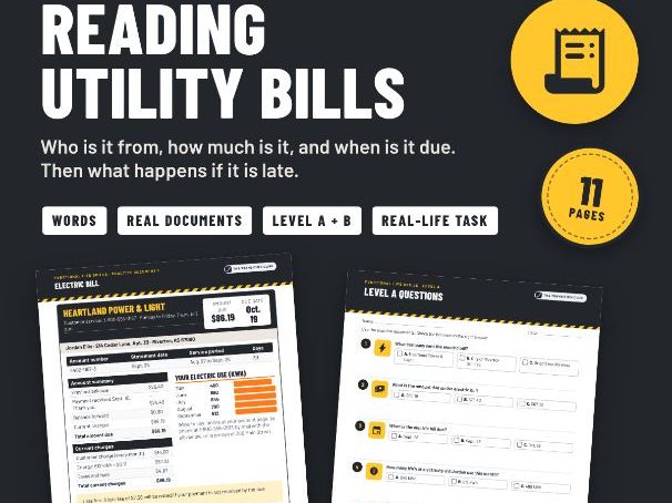Reading Household Bills: Electric, Water and Phone Bills for SEND and Post-16