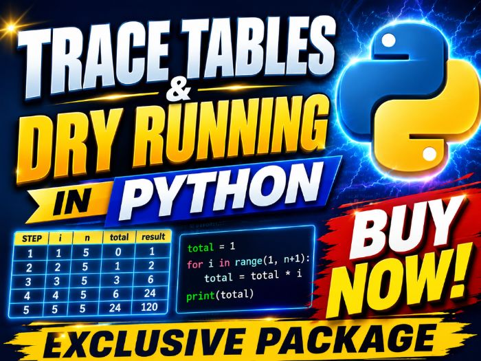 Trace Tables & Dry Running in Python |Cambridge IGCSE & A-Level 9618 CS | PPT + 30 Practice Question