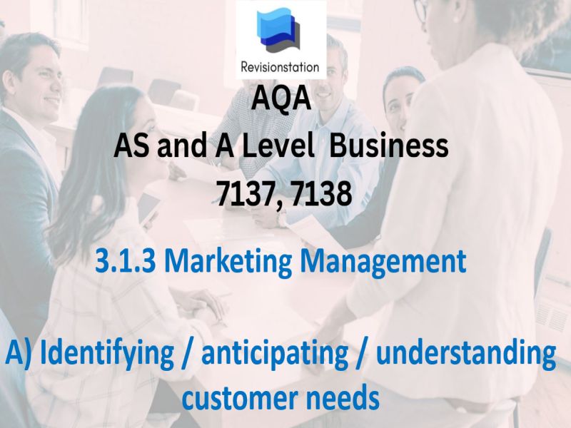 AQA A LEVEL BUSINESS 7137 / 7138 SPEC 3.1.3 A IDENTIFYING CUSTOMER NEEDS