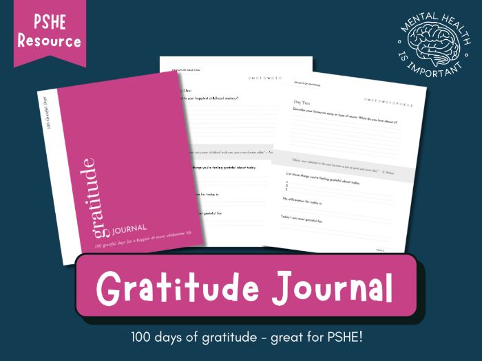 100 Days of Gratitude Journal | PSHE/English