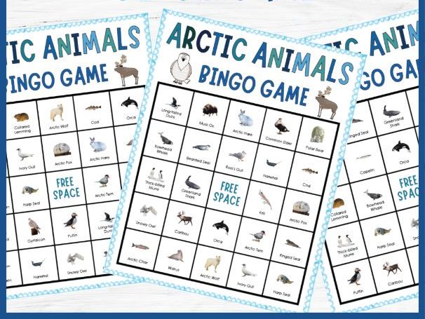 No Prep Arctic Polar Animals Bingo Game | Winter Wildlife Habitats Activities