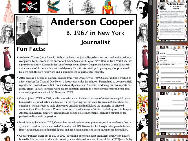 Anderson Cooper PACKET & ACTIVITIES, Important Historical Figures Series