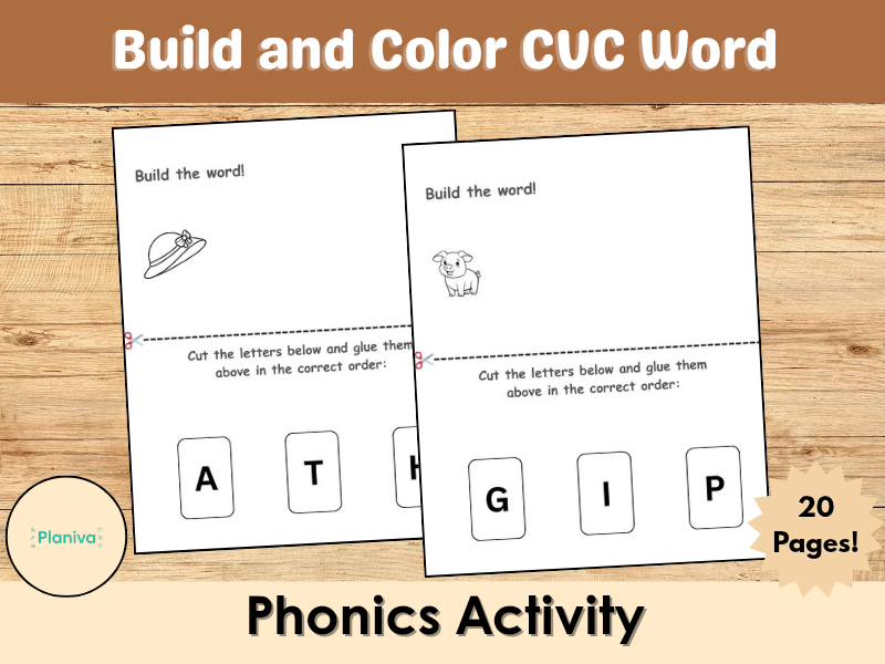 Build and Color CVC Word  –  Phonics Activity