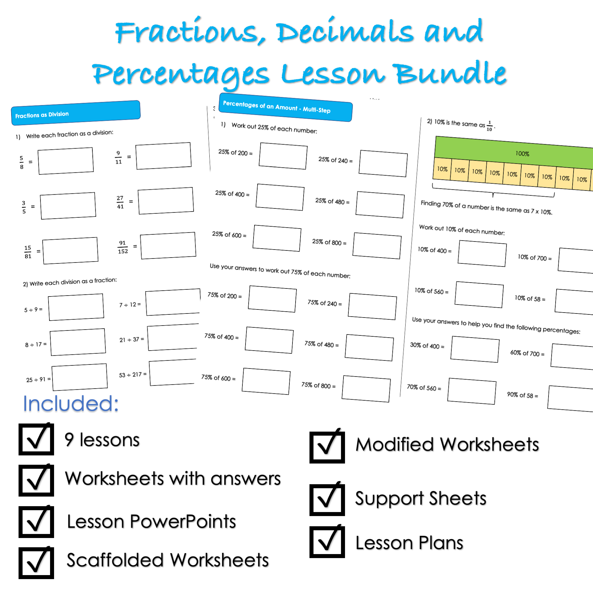Year 6 Fractions, Decimals and Percentages Complete Unit