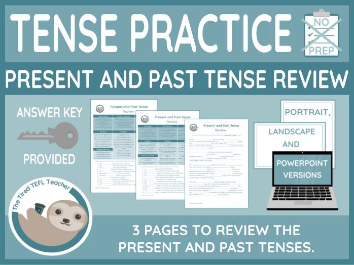 ESL Present and Past Tense Review Worksheets (PPT Version Included)