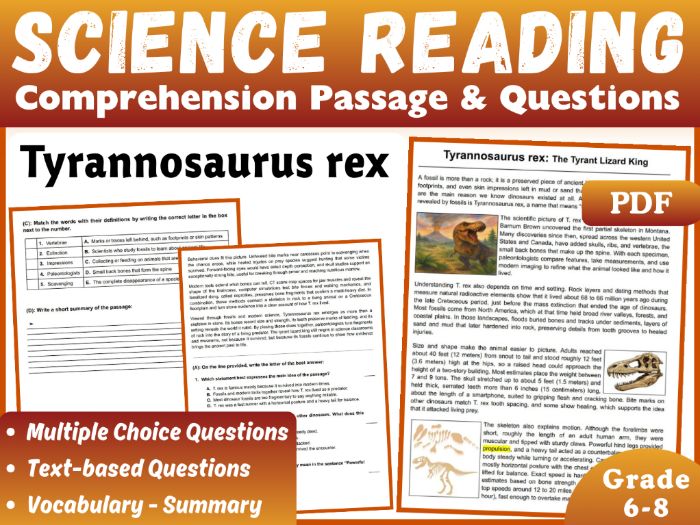 Life Science Reading Passage: The Dinosaur Tyrannosaurus Rex