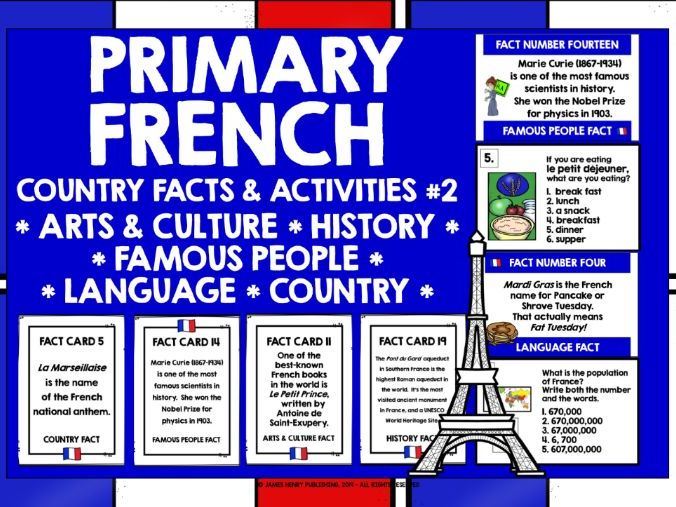 PRIMARY FRENCH FACTS ABOUT FRANCE 2 Teaching Resources
