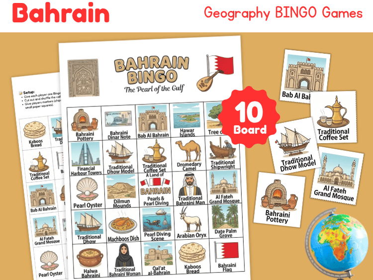 Bahrain Bingo Game | Country Study Geography Activity