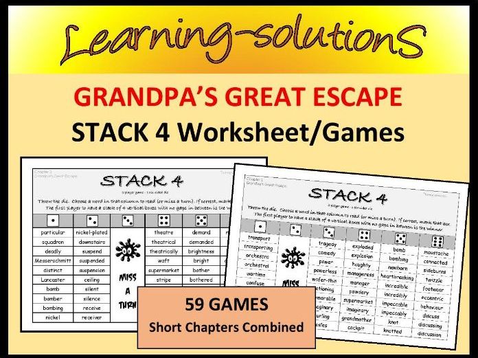GRANDPA'S GREAT ESCAPE - Worksheet/Games Aligned to Chapters