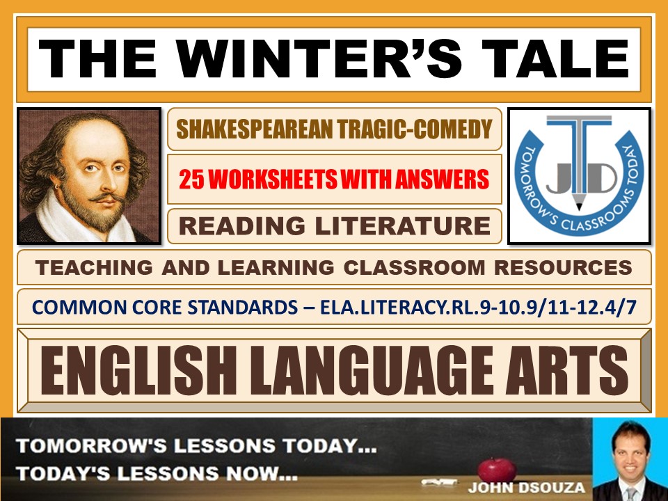 THE WINTER'S TALE - SHAKESPEAREAN TRAGIC-COMEDY - 25 WORKSHEETS WITH ANSWERS