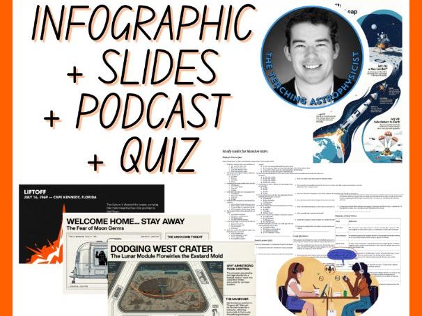 Apollo 11 | Infographic + Slides + Podcast + Quiz Space Science Set